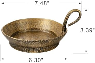 6" Wide Set of 2Cast Iron Candle Holder with Handle in Rustic Gold for Pillar, Pillar Candle Holder, Farmhouse Vintage Style, for Mantels, Tabletops, Centerpieces, Entryways, Shelves - Image 2