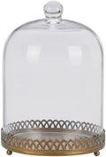 Twakutwku 14" Tall Large Sturdy Handmade Glass Cloche Dome with Metal Base in Gold for Plant, Terrarium, Collectibles, Candle. Cloche Glass Dome, Bell Jar Display Case (Metal Base, 14") by Unknown
