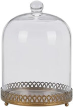 Twakutwku 14" Tall Large Sturdy Handmade Glass Cloche Dome with Metal Base in Gold for Plant, Terrarium, Collectibles, Candle. Cloche Glass Dome, Bell Jar Display Case (Metal Base, 14") by Unknown