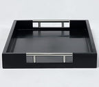 Serving Tray with Polished Metal Handles, 16.5''x12'' Rectangle Coffee Table Tray, Modern Decorative Tray, Large Ottoman Tray, Perfect for Storage and Display (Black) - Image 7