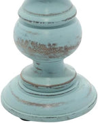 Deco 79 Mango Wood Decorative Candle Holder Distressed Turned Pillar Candle Stand, Set of 3 Candlestick Holder 6", 8", 10"H, Light Blue - Image 4