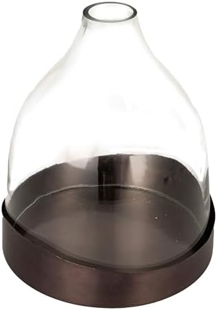 Creative Co-Op Sophisticated Glass Cloche with Metal Tray, Clear and Black Nickel - Image 3