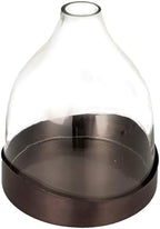 Creative Co-Op Sophisticated Glass Cloche with Metal Tray, Clear and Black Nickel by Unknown