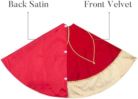 Valery Madelyn 36 Inch Red Gold Christmas Tree Skirt for Tree Decorations - Image 4