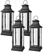 Serene Spaces Living Black Decorative Hurricane Lantern with Clear Glass Panels, Medium Indoor Outdoor Lantern for Porch, Events, Parties & Tabletop Decor, 5" Square & 15" Tall, Pack of 4 by SereneSpacesLiving