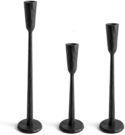 Black Taper Candle Holders Set of 3, Vintage Candlestick Holder by Novyxis