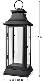 Serene Spaces Living Black Metal Hurricane Lantern with Clear Glass – 15" Tall, 5" Square. Versatile Hanging/Tabletop Candle Holder for Weddings, Parties, Indoor & Outdoor Home décor. - Image 5