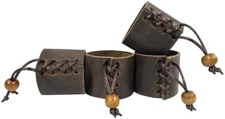 Hide & Groom, Set of 4 Napkin Ring Holders for Wedding Ceremonies, Dinner Parties, Adornment for Table Settings, Full Grain Leather, Handmade, Bourbon Brown - Image 3