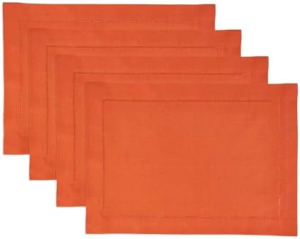 Solino Home Cotton Linen Woven Placemats Burnt Orange, 14 x 19 in, Set of 4 by SolinoHome