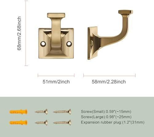 TUNNY 3 Pack Coat Hooks - Champagne Bronze Robe Hooks Decorative Wall Hooks for Bathroom Bedroom Kitchen Towel Robe Clothes Cabinet Closet Bathroom Hardware - Image 2