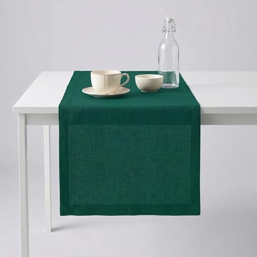 Solino Home 100% Pure Linen Table Runner Rainforest Long, Fete 14 x 90 in by SolinoHome