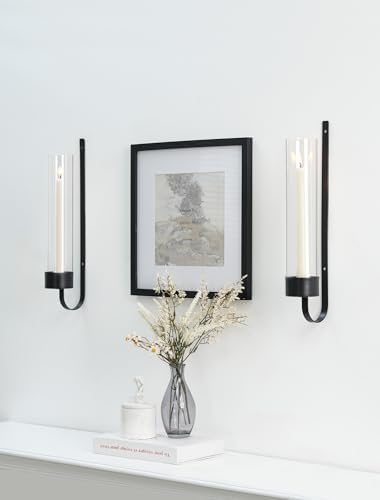 Sziqiqi Black Wall Candle Holders: Metal Candle Sconces for Taper Set of 2 - Image 2