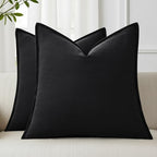 decorUhome Fall Black Linen Throw Pillow Covers 20x20 Set of 2 by decorUhome