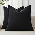 decorUhome Fall Black Linen Throw Pillow Covers 26x26 Set of 2 by decorUhome