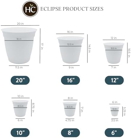 The HC Companies Eclipse Round Planter Pot, 8 Inch, White, 6-Pack - Image 3