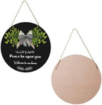 Welcome To Our Home Hanging Sign Islamic Wall Art,Round Wooden Arabic Calligraphy Wall Decor,As-Salamu Alaykum -Peace Be Upon You,Islamic Floral Design For Wall Decoration,Door Hangings,Office - Image 2