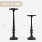 BANOMII Vintage Iron Pillar Candle Holders Set of 2, Rustic Black - Image 3
