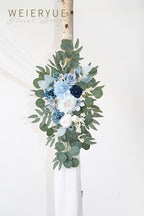 Artificial Wedding Arch Flowers Kit(Pack of 3),2Pcs Artificial Flower Arch Decor,1Pcs Sheer Drape for Wedding Ceremony Arbor for WeddingCeremony (Blue) - Image 4