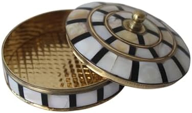 Decorative Jewelry Trinket Box Unique Gift for Home Decor Antique Metal Case with Mother of Pearl Sindoor Box/Coin Box (Single Black) - Image 5