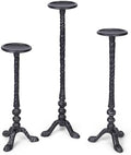 Black Cast Iron Pillar Candle Holders Set of 3 for Table Wedding & Dining by Unknown