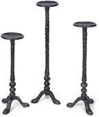 Black Cast Iron Pillar Candle Holders Set of 3 for Table Wedding & Dining by Unknown