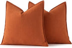 MIULEE Decorative Linen Euro Sham Pillow Covers 26x26 Burnt Orange - Image 6