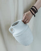 9" Vintage Ceramic Vase with Handles, Rustic Farmhouse Home Decor - Image 3