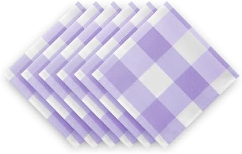 Cupuamon Buffalo Plaid Table Napkins Set of 100, 17x17 inch, Lavender and White, Polycotton Blend, Plaid Pattern - Image 4