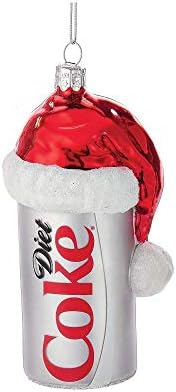 Kurt Adler CC4163 Glass Diet Coke Can Ornament with Santa Hat, 4.5" by KurtSAdler