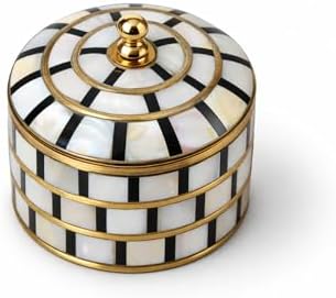 Decorative Jewelry Trinket Box Unique Gift for Home Decor Antique Metal Case with Mother of Pearl Sindoor Box/Coin Box (Triple Black) by HANDTECHINDIA