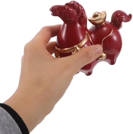 Red Ceramic Horse Statue for Lunar New Year Decorations, Miniature Chinese Figurine Invoking Luck and Success with Authentic Artistic Appeal, Fortune Feng Shui Ornament for Home - Image 4