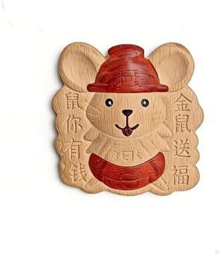 Hand-carved Sculptures, Chinese Zodiac Wooden Carvings, Hand-Carved Wood Sculptures for Home Decor & Gift(Rats) by Unknown