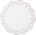 15 Inch Ribbon Twirl Embroidery Round Placemats Set of 4, Scalloped Round Table Mats for Party Kitchen Dining Decoration, Pink by OPEXSCAL