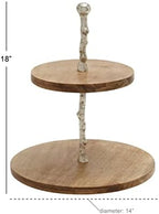 Deco 79 Mango Wood Tiered Server with Aluminum Accents, 14" x 14" x 18", Brown - Image 3