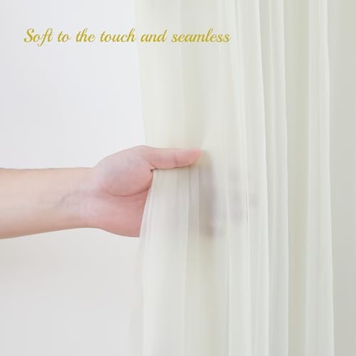 10x10ft Ivory Tulle Backdrop Curtain with Lights String for Parites, Sheer Photo Backdrop Curtain Drapes for Wedding Baby Shower Birthday Party Photo Shoot Decorations - Image 5