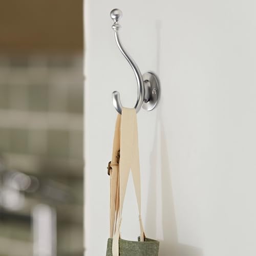 TUNNY Towel Hooks - 5 Pack Matte Nickel Brushed Coat Hook for Bathroom, Bedroom, Kitchen - Decorative Wall Hooks for Robe, Clothes, Cabinet, Closet - Bathroom Hardware - Image 3