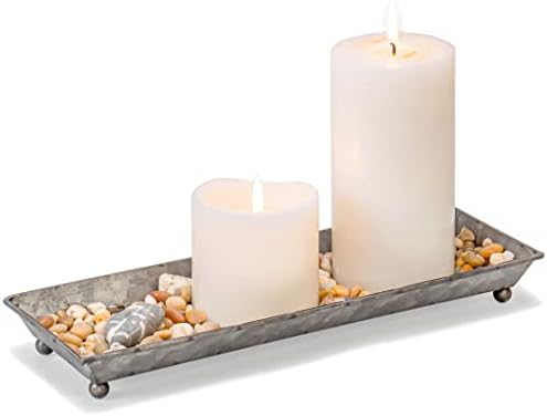 Red Co. Set of 3 Decorative 12.5” to 17.5” Rustic Galvanized Metal Trays with Distressed Finish - Image 6