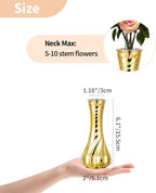 NUPTIO Gold Glass Bud Vase, Vintage Ribbed, 6.1", 6 Pcs - Image 4