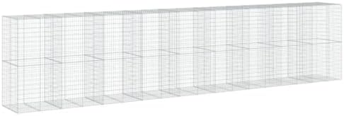 vidaXL Gabion Basket with Cover - Galvanized Iron, 354.3"x39.4"x78.7" for Landscaping & Outdoor Decoration - Image 6