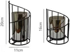 Metal Wire Candle Holder Set with Glass Inserts, Gold and Black Decorative Tea Light Holders, 2 Piece Set, 16cm and 20cm - Image 7