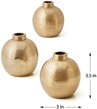 Serene Spaces Living Set of 4 Gold Small Ball Bud Vase, Stylish Flower Vases for Centerpieces at Weddings, Party Tables, Dining or Coffee Table, Thanksgiving, Fall Decor, 3.5" Tall & 3" Diameter - Image 5