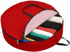24 Inch Round Storage Bag 1 Pack,Christmas Red Waterproof Wreath Storage Container with Handles&Zipper Simplistic Closet Organizer Bags Garland Box - Image 2
