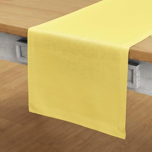Solino Home 100% Pure Linen Table Runner Sunshine Yellow, Fete 14 x 60 in - Image 2