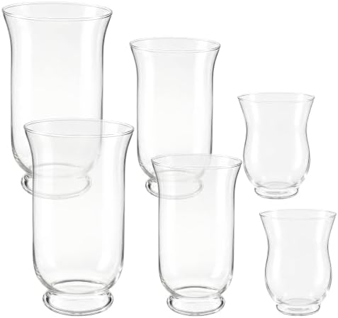 6 Pcs Hurricane Glass Candle Holders, 3 Sizes Pillar Candle Vases by Unknown