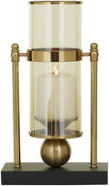 CosmoLiving by Cosmopolitan Metal Pillar Candle Holder with Metal Stand, 8" x 4" x 13", Gold by CosmoLiving