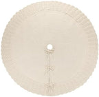 Ivory Knitted Christmas Tree Skirt, Cozy Cable Knit Design with Scalloped Edge and Ties, Rustic Farmhouse Holiday Décor for Christmas Tree Base(Ivory, 48") - Image 3