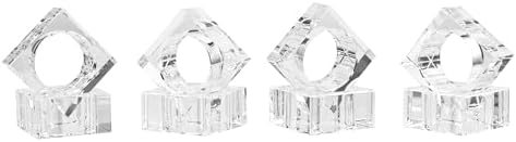 kitCom Mini Napkin Rings Set of 8 Square-Shaped, Crystal Napkin Ring for Thanksgiving, Christmas, Family Gathering, Wedding Reception, Clear with Gift Box by kitComhomekitchen