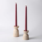 Candle Holders Italy True Natural Travertine Stone Set of 2 Premium Marble Candlestick Holder for Wedding Dinning Party Candle Stand for Dia 3/4" Taper Pillar Candles Color Beige (CH6065YL) - Image 2