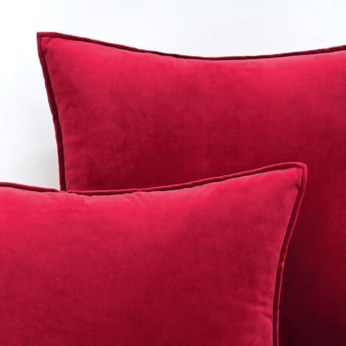 MIULEE Decorative Red Velvet Euro Sham Throw Pillow Covers 24x24 Inch - Image 2