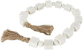 Deco 79 Marble Handmade Beaded Garland with Tassel Square Small Beads with Tassel with Knotted Brown Jute, Beads with Tassel 42" x 2" x 1", White by Unknown